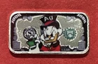 Fine Silver Scrooge McDuck Colorized Art Bar! Pure .999 Silver!