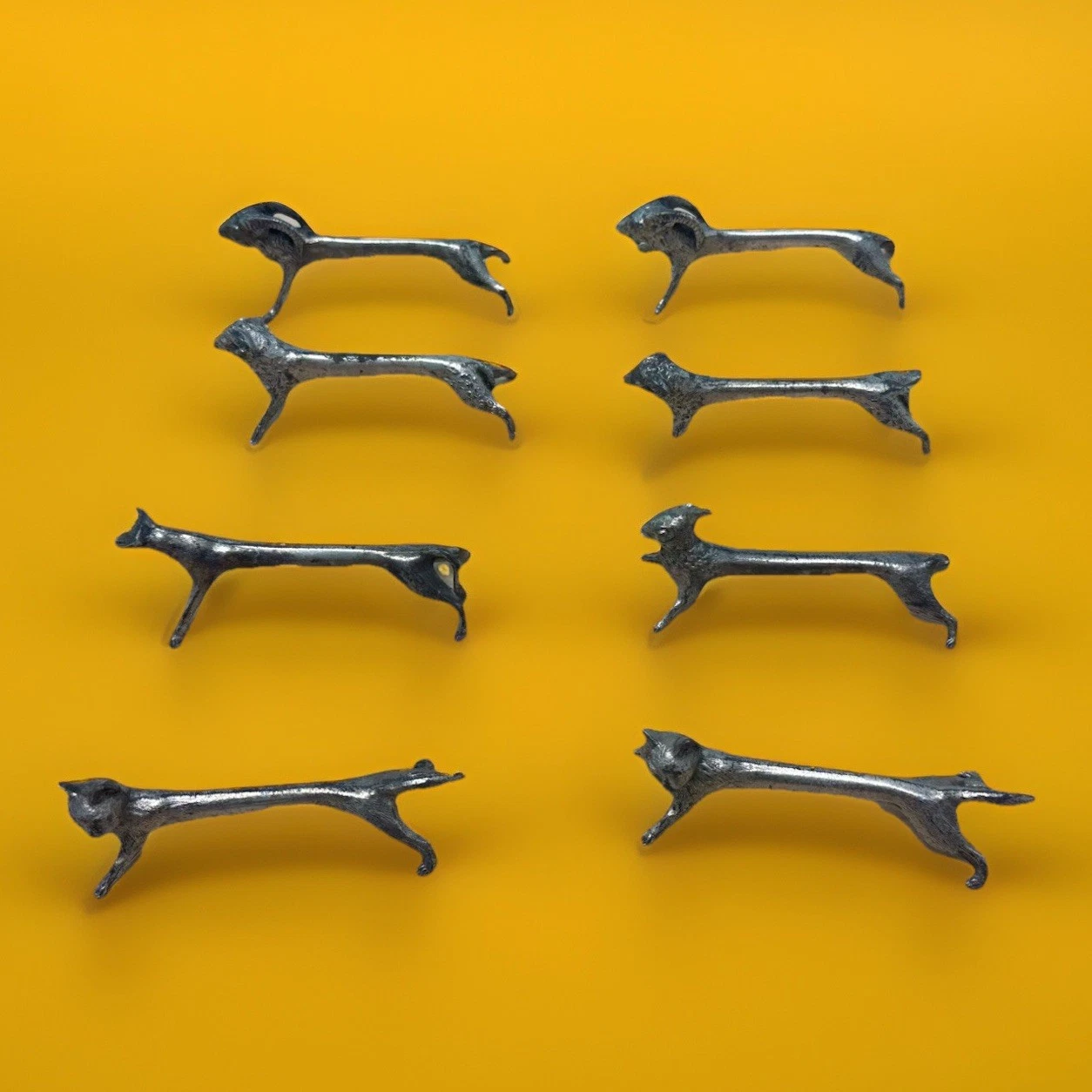 Lot De 8 Portes Couteaux Animaux Art Déco