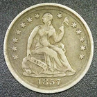 VF 1857 P 10C Seated Liberty Half Dime Type Coin - Small Reverse Scratches
