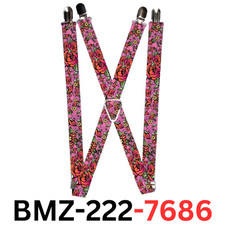 Buckle-Down Unisex Adult Buckle-down - Born to Blossom Tattoo Suspenders, One SZ