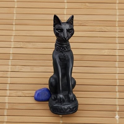 Bastet Egyptian Cat Goddess Pendant - Hand-Carved Ebony Wood - Protector Amulet