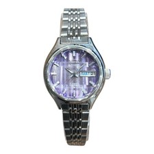 SEIKO Cut Glass Automatic Ladies Watch SS Purple Dial 2206-0490 Approx 39.5g