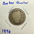 1896 Circulated Barber Quarter – 90% Silver