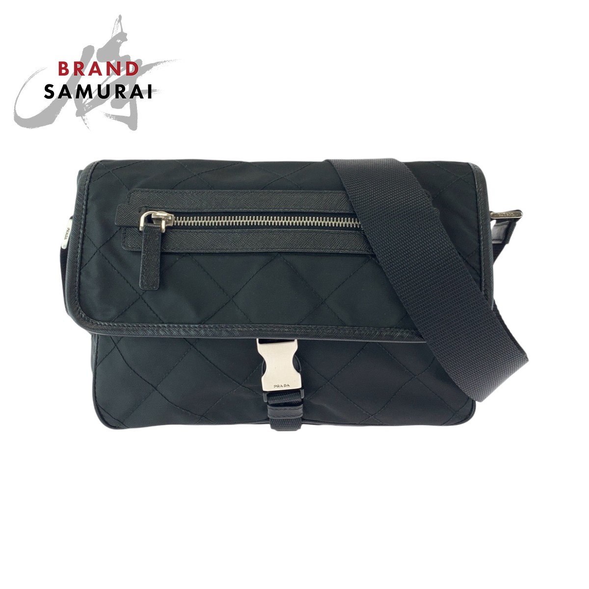 Prada Quilted Testo Black Silver Nylon Shoulder Bag BT0422 501942