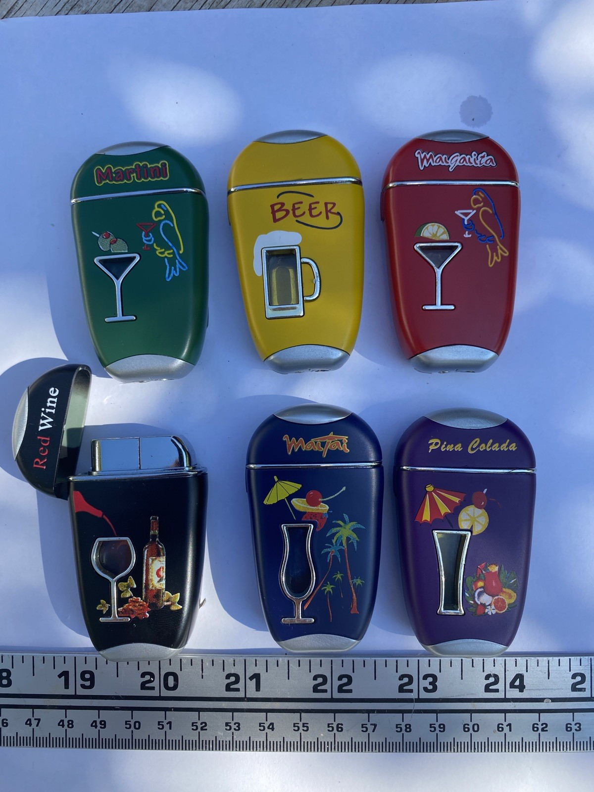 Refillable Butane Drink Motif - Brand New - Liquid Window- Choice of lighters
