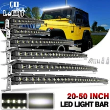 Slim 20"-50" Curved LED Light Bar Spot Driving Offroad Truck SUV ATV 4WD Truck