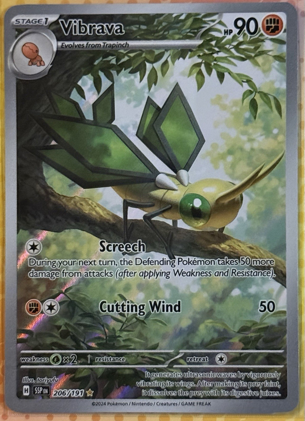 Vibrava 206/191 Surging Sparks Full Art Ultra Rare Pokemon Card NM