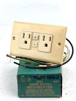 Eagle Electric GF15W Ground Fault GFCI Receptacle Shock Sentry Ivory   NO SCREWS