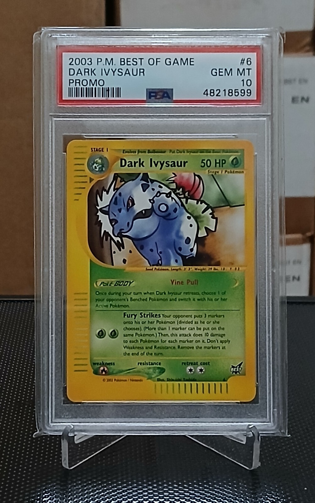 2003 POKEMON BEST OF GAME PROMO #6 DARK IVYSAUR PSA 10
