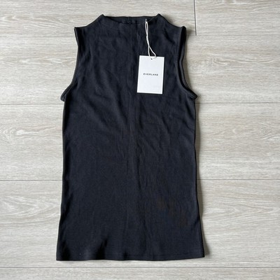 Everlane Supima Micro Rib Funnel Neck Tank Top Womens XS Black | eBay