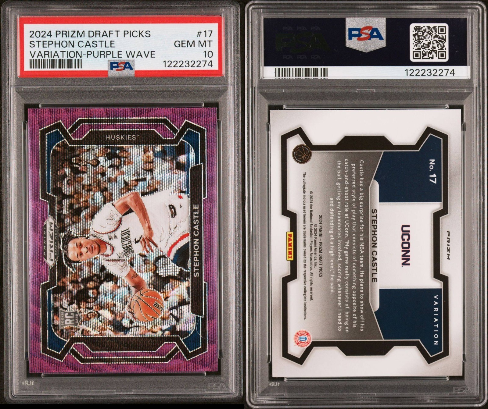 2024 Prizm Draft Picks Stephon Castle #17 Purple Wave Prizm Variation PSA 10 GEM