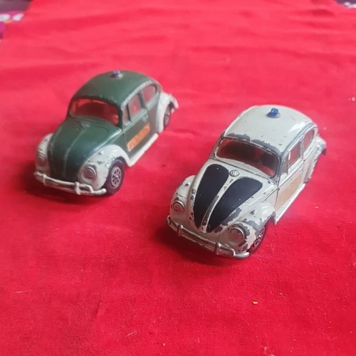 2 x Corgi Volkswagen 1200 Saloon Police Beetle 373 Whizzwheels Vintage Pair