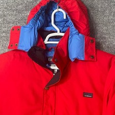LLBean Kids Red Hooded Winter Ski Snow Jacket Size LG 14-16 Down Fill Insulated