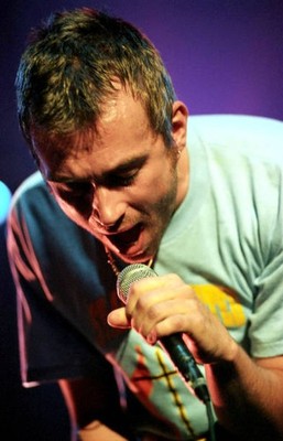 BLUR Damon Albarn performing with Blur at Wembley Arena in London - Old Photo