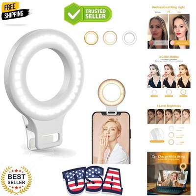Clip on Ring Light, Rechargeable 60 LED Selfie Ring Light for Phone, Laptop, ...