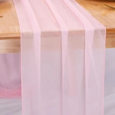 1 Pack Chiffon Table Runner Blushing Pink 12 X 120 Inches Sheer Table Runner Rom