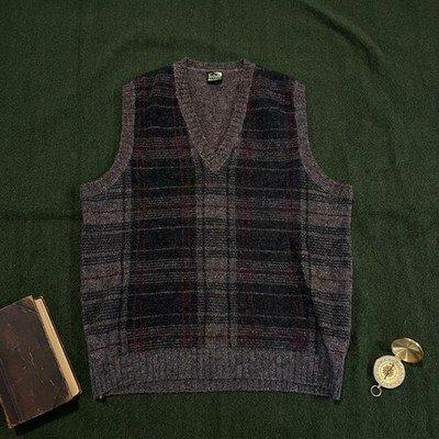 Walbusch Sweater Vest Mens 52 Large Plaid 100% Shetland Wool Made In Ireland
