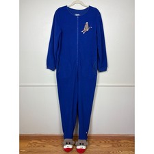 Nick Nora One Piece Adult Sock Monkey Pajamas Footed Sz L 2009 Sleepwear