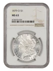 1879-O Morgan Silver Dollar NGC MS63 Brilliant white and crisply struck!