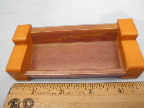 Catalin Swirled Caramel & Butterscotch Mahjong Business Card Holder