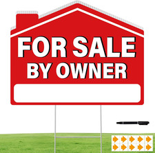 For Sale by Owner Yard Sign 1 Set, 17"X13" for Sale by Owner Sign for Real Estat