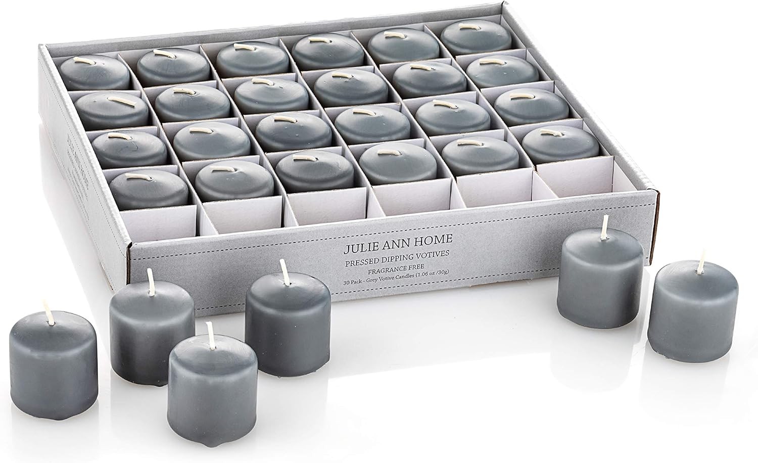Gray Unscented Votive Candles Bulk Pack of 30 for Weddings & Events