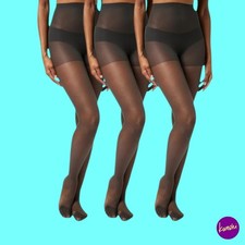 Image of CHARNOS Women's 15 Denier Matt Tights, 3 Pack, Barely Black, UK XL | EU 46