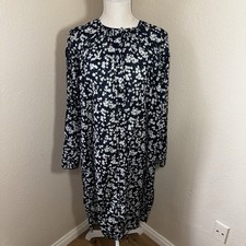 J.Crew Re-Imagined Womens M Navy Floral Cotton Button Front Tunic Dress Cottage 