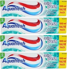 6 x Aquafresh Active Fresh Toothpaste Menthol Flavour Prevents Cavities - 100ml 19.98 per litre