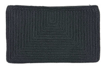 Vintage 1950's Black Corded Flat Envelope Clutch Hand Bag Purse Retro Zip Top