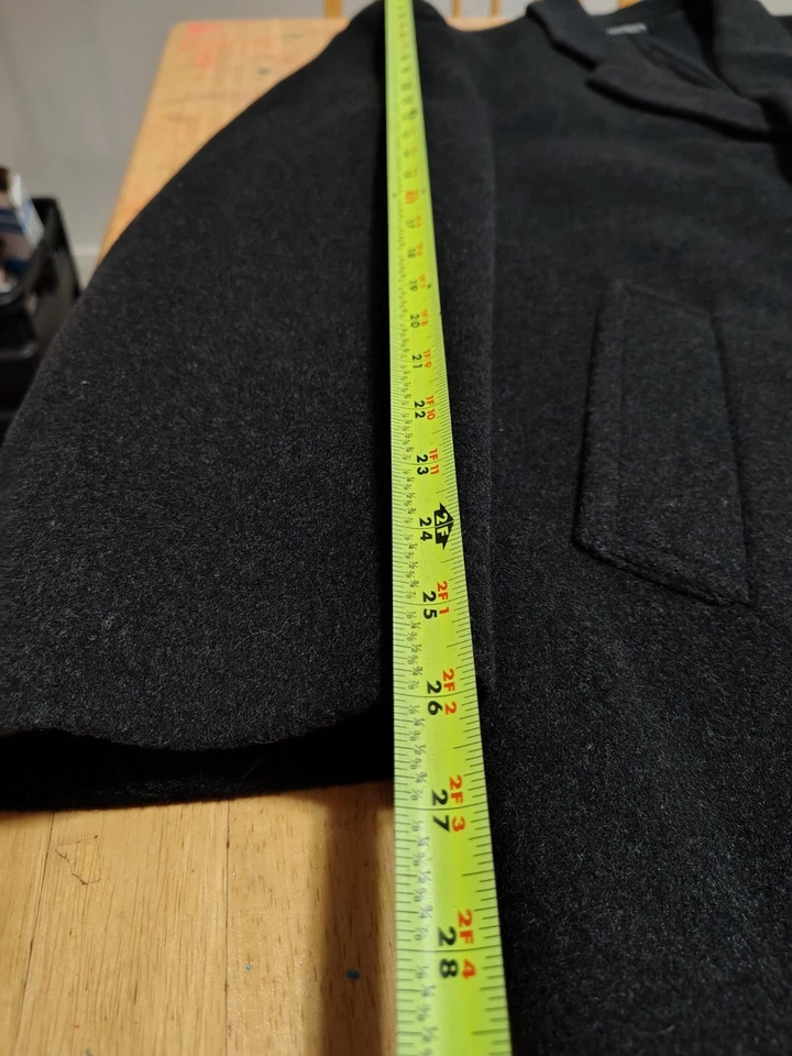 Cashmere Coat Italian Weave Charcoal Gray Men's 42L Long 3-Button Split Bottom - Изображение 3 из 4