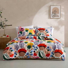 Marimekko - Full/Queen Duvet Cover Set, Cotton Percale Reversible Bedding with M