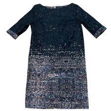 COS Black Geometric Print 3/4 Sleeve Classic Sheath Dress Women's 38 US 8/10