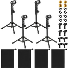 4 Set Desktop Mic Stand Portable Foldable Adjustable Tabletop Microphone Stan...