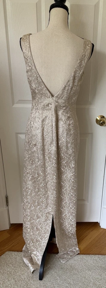 Eve of Milady Champagne Gold Brocade Sheath Maxi Long Dress Vintage *EUC* Tall - Image 4 of 4