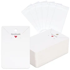100Pcs Earring Display Cards with Bags, White Necklace Display Cards, 3.5x2.4...