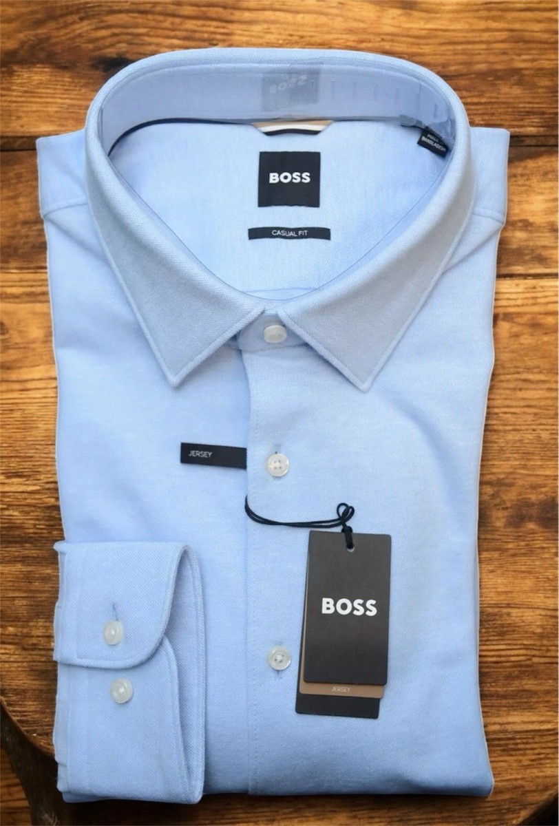 Hugo Boss Men's HAL Kent Casual Fit Pastel Blue Jersey Cotton