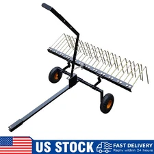 60" ATV UTV Tow Behind Pine Straw Rake ,Lawn Tractor Landscape Rake ,Yard Tools