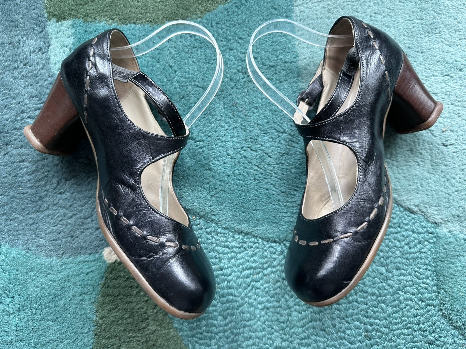 Fluevog VINTAGE Operetta Malibran black/gray crisscross MJ heel -10 (fits 9.5) image 10