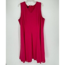 Talbots Women's Pink Eyelet Hem Sleeveless Fit & Flare Dress Size 20W