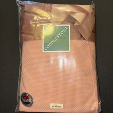 Vintage Bardwil 90" round tablecloth cobblestone texture made in USA Peach NOS