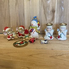 Vintage HOMECO Xmas  Santa Mouse ~ Angel Bells ~ Snowman Mixed Lot Of 10 Decor