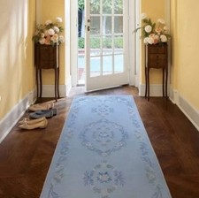 Ruggable 2.5'x7' Washable Bridgerton Aubrey Hall Garden Runner Rug Blue 36x84  