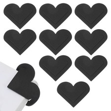 Leather Heart Bookmarks, 10Pcs Cute Corner Page Book Marks Accessories, Black