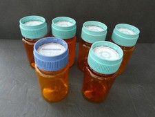 LOT 6 EMPTY PILL BOTTLE BOTTLES SAFETY CAPS HOBBY STORAGE