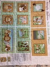 Jungle Babies Fabric Panel Cut  Sew Story Book Cotton by Fabric Tradition