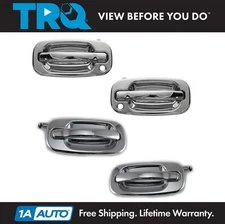 TRQ 4 Piece Chrome Exterior Outside Door Handle Kit Set for Chevy GMC SUV Truck