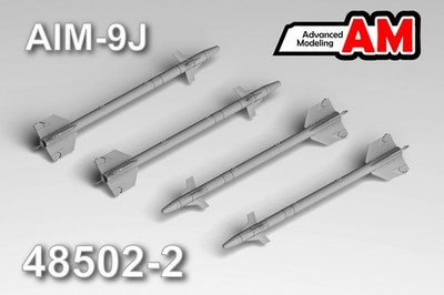 1:48 AIM-9J Sidewinder Short Range Air to Air Missile (4 Stück 3D Druck AM 48502-