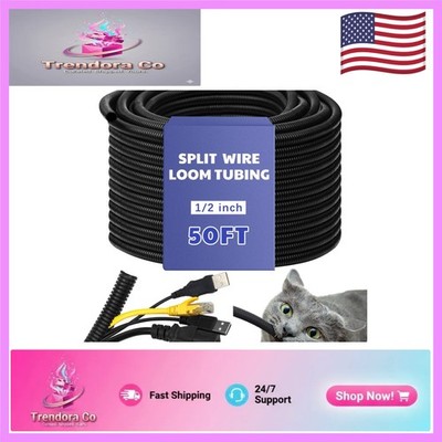 Durable High Temperature Wire Sleeves 1/2''-50ft Split Loom for Automotive Use
