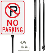Large No Parking Sign with 54" Metal Thick Stake, 14"X10" Rust Free Heavy Alumin